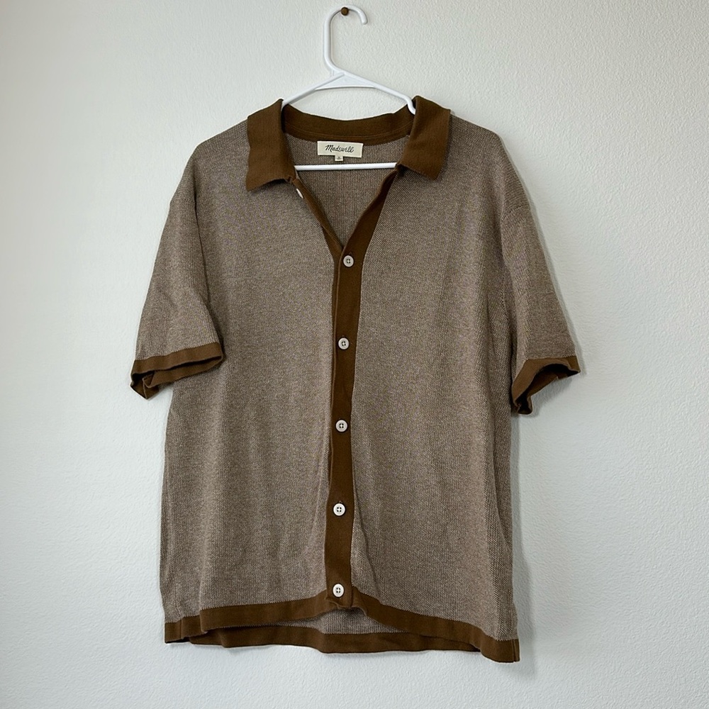 Madewell Knit Polo Shirt, Tan, Size M
